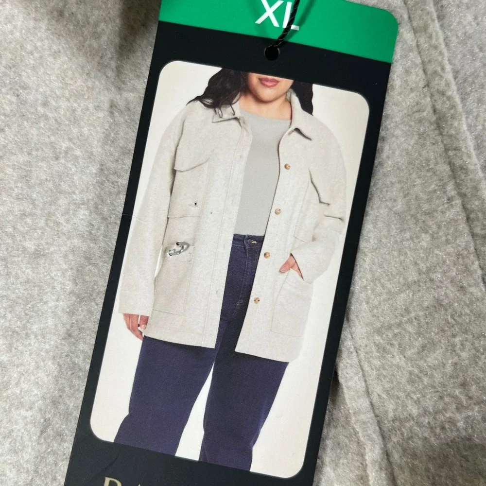 Banana Republic ladies' Utility Shacket Jacket 4 pocket sand‎ Button Front XL - Picture 9 of 12